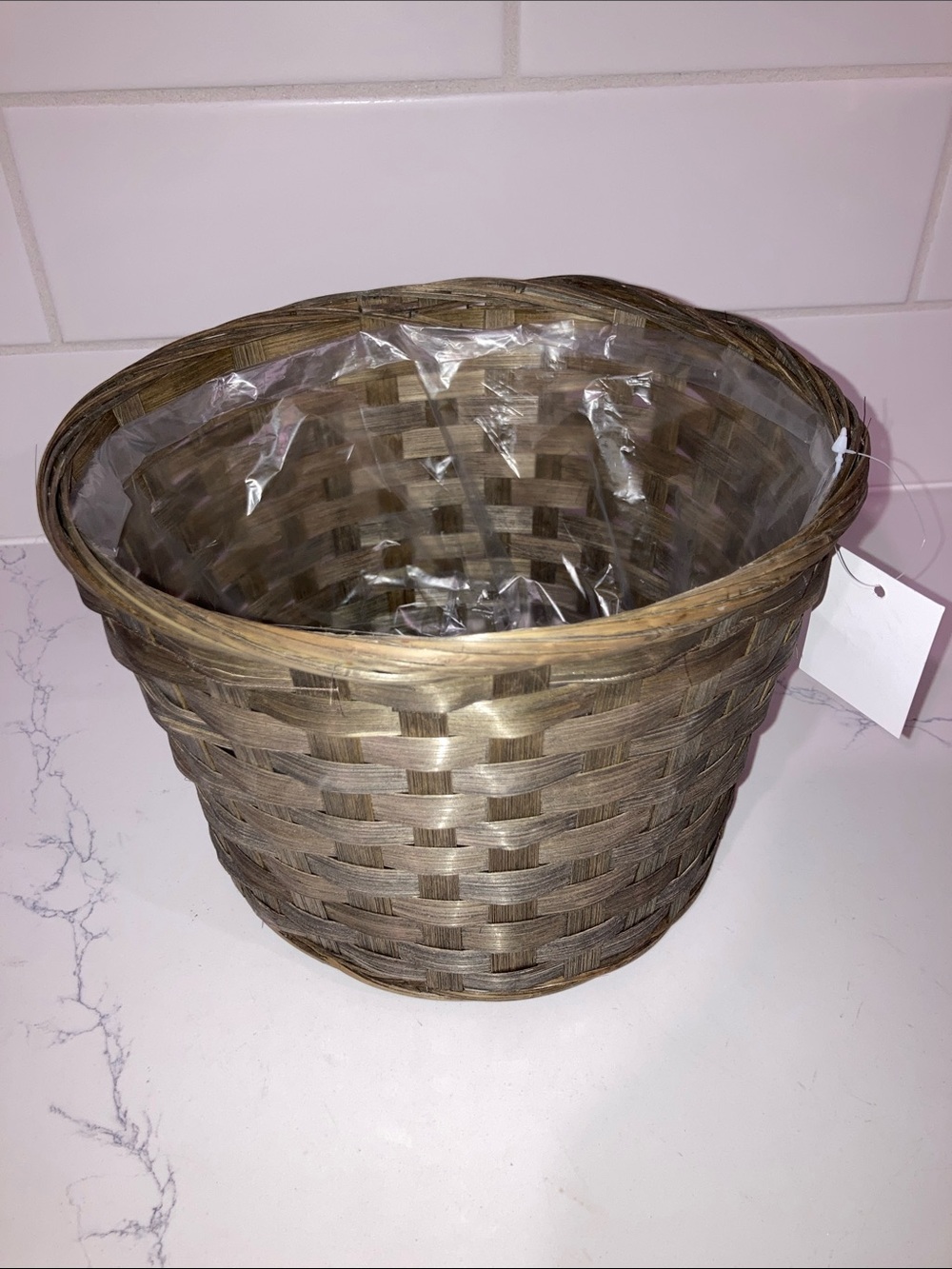 (5/$5) Brown Woven Planter Basket - 10” Dia